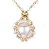 Brass Chains Macrame Pouch Empty Stone Holder for Pendant Necklaces Making NJEW-JN04475-01-4