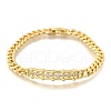 Brass Micro Pave Clear Cubic Zirconia Rectangle Link Bracelets BJEW-F498-01A-G-2