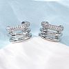Brass Micro Pave Clear Cubic Zirconia Cuff Earrings EJEW-H158-23P-2