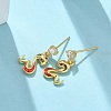 Snake Brass Micro Pave Clear Cubic Zirconin Dangle Stud Earrings EJEW-D318-09G-2