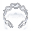 304 Stainless Steel Hollow Heart Cuff Rings RJEW-N038-124P-3