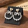Brass Clear Cubic Zirconia Stud Earrings EJEW-D301-06G-01-3