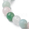 8mm Round Natural Rose Quartz & Amazonite & Green Aventurine & Quartz Crystal Beaded Stretch Bracelets for Women BJEW-JB10625-02-3