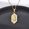 Hexagon with Moon & Rabbit 304 Stainless Steel Pendant Necklaces NJEW-H059-20G-2