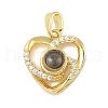 Brass Micro Pave Cubic Zirconia and Glass Pendants KK-M315-01G-03-1