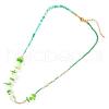 Fashionable Green Natural Stone Chip Beaded Necklaces for Women FC1774-5