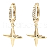 Brass with Cubic Zirconia Dangle Hoop Earrings EJEW-G362-07KCG-1