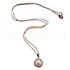 Mother's Day Jewellery Flower Brass Micro Pave Clear Cubic Zirconia with Natural Freshwater Pearl Pendant Necklace & Stud Earrings & Finger Ring WG8FE37-01-4
