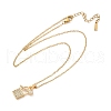 Lock & Key Brass Micro Pave Cubic Zirconia Pendant Neckalces NJEW-C076-16G-4
