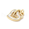 Brass Pave Natural White Shell Pendants KK-S522-08C-G-2