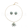 Rhombus Alloy Enamel Pendant Necklaces & Stud Earrings Sets FS-WG55590-02-2