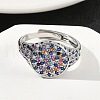 Brass Micro Pave Cubic Zirconia Cuff Rings for Women RJEW-A069-13P-01-2