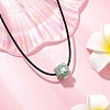 Natural Green Aventurine & Glass Seed Beads Cluster Flower Pendant Necklaces NJEW-MZ00095-05-1