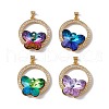 Brass Micro Pave Clear Cubic Zirconia Pendants KK-G439-66G-1