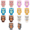 CHGCRAFT 14Pcs 7 Colors Owl Food Grade Eco-Friendly Silicone Focal Beads SIL-CA0003-09-1