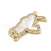 Brass Micro Pave Clear Cubic Zirconia & Natural White Shell Venezuela Map Connector Charms KK-Z098-13G-2