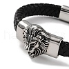 Men's Braided Black PU Leather Cord Bracelets BJEW-K243-32AS-2