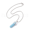 Bullet Shape Synthetic Luminous Stone Pendant Necklace with Brass Snake Chains NJEW-JN04601-5