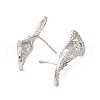 DNA Sequences Shape Brass Micro Pave Cubic Zirconia Stud Earrings EJEW-L270-14P-2