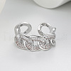 Brass Micro Pave Cubic Zirconia Adjustable Cuff Rings FS-WG8FE28-01-1