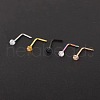 304 Stainless Steel Rhinestone Round Ball L-Shaped Nose Rings WGE5A2F-11-1