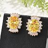 Oval Brass Micro Pave Cubic Zirconia Stud Earrings for Women EJEW-G428-27G-01-1