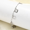 304 Stainless Steel Heart Charm Bracelets BJEW-R021-03P-1