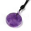 Adjustable Natural Amethyst Vortex Pendant Necklace with Nylon Cord for Women NJEW-L171-05B-4