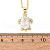Brass Pave Clear Cubic Zirconia Sea Animal Pendant Necklaces NJEW-L184-02A-G-5