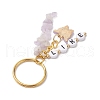 Alloy Acrylic Enamel with Natural Amethyst Keychain KEYC-JKC00805-04-4