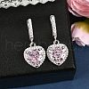 925 Sterling Silver Pave Cubic Zirconia Heart Hoop Earrings EJEW-C150-01B-02-2