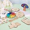 100Pcs 10 Styles Elecrelive Mixed Shapes Wood Pendants WOOD-EL0001-01-4