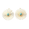 Brass Pave Synthetic Turquoise Pendants KK-Z092-02G-1
