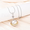 304 Stainless Steel Micro Pave Clear Cubic Zirconia Planet Pendant Pet Urn Ashes Necklaces NJEW-S455-11PG-1