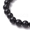 Natural Obsidian Round Bead Stretch Bracelets BJEW-JB11599-01-4