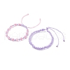 2Pcs 2 Colors Peach Blossom Braided Cord Bracelet BJEW-JB07610-05-1