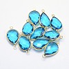 Golden Tone Brass Glass Teardrop Links connectors GLAA-J010A-HF19-G-1