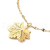 Ion Plating(IP) 304 Stainless Steel Maple Leaf Pendant Necklace with Dapped Chains for Women NJEW-G085-12G-2
