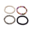 4Pcs Constellation 8mm Round Natural Dalmation Jasper & White Jade Imitation Tourmaline BJEW-JB10640-4
