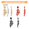 FIBLOOM 3 Pairs 3 Colors Resin Wing Dangle Stud Earrings EJEW-FI0002-17-2