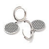 Hollow Flat Round with Flower 304 Stainless Steel Dangle Earrings EJEW-L283-088P-2