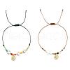 2Pcs Flat Round Brass Charms Bracelets XA8445-3-5