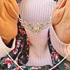Hollow Triangle Alloy & White Synthetic Opal Pendant Necklaces for Women FS-WG91181-01-4