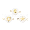 3Pcs 3 Styles Natural Freshwater Shell Flat Round Connector Charms PALLOY-JF04018-01-1