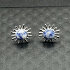 Alloy Natural Tiger Eye Flower Stud Earrings OL8231-1-1