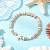 Natural Freshwater Shell with Synthetic Turquoise Beads Stretch Bracelets for Men Women BJEW-JB11744-02-1