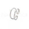304 Stainless Steel Double Line Open Cuff Ring for Women RJEW-S405-200P-3