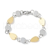 201 Stainless Steel Flat Round & Teardrop Link Chain Bracelets for Women Men BJEW-I316-01PG-1