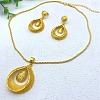 Teardrop Alloy Pendant Necklace & Stud Dangle Earring Sets FS-WGC8386-01-5