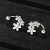 S999 Sterling Silver Stud Earrings for Women EJEW-K303-04S-2